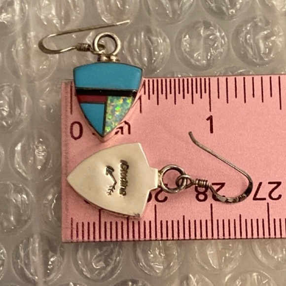 Southwest Multi-stone Inlay Earrings - New without tags - Picture 4 of 5